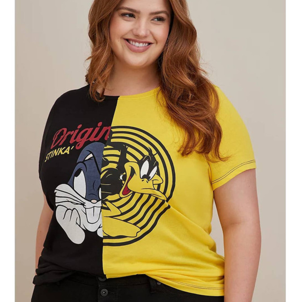 Torrid 1 (1X 14/16) New Looney Toons Color Block Bugs Bunny Daffy Duck T Shirt